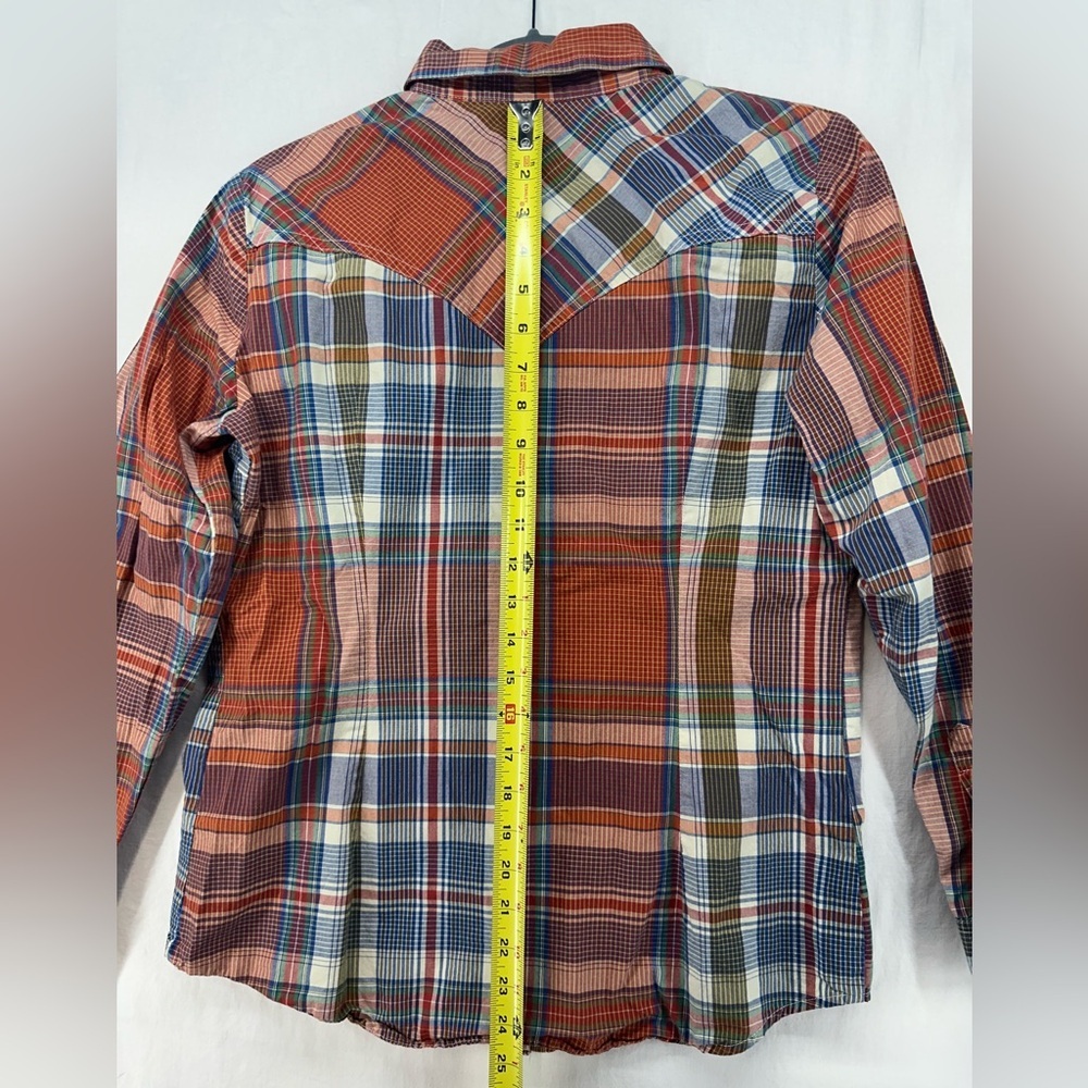 Wrangler Western Plaid Shirt Double Pockets Pearl Snap Closure Womens Size M - Picture 5 of 7